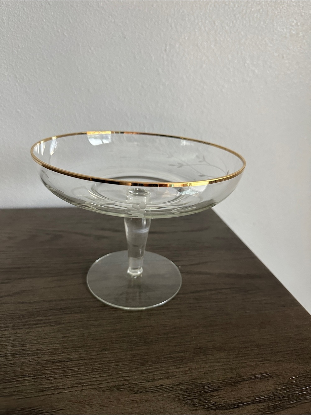 Princess House Clear Crystal Dessert Coupe with Gold Rim